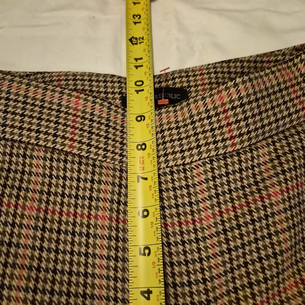 Retro Banana Republic High-Rise Flare Pants | 00P Petites | Pink & Brown Plaid - Picture 7 of 9